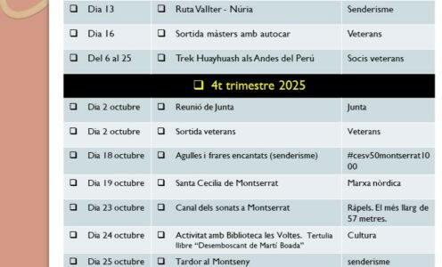 Agenda Setembre – Octubre 2025