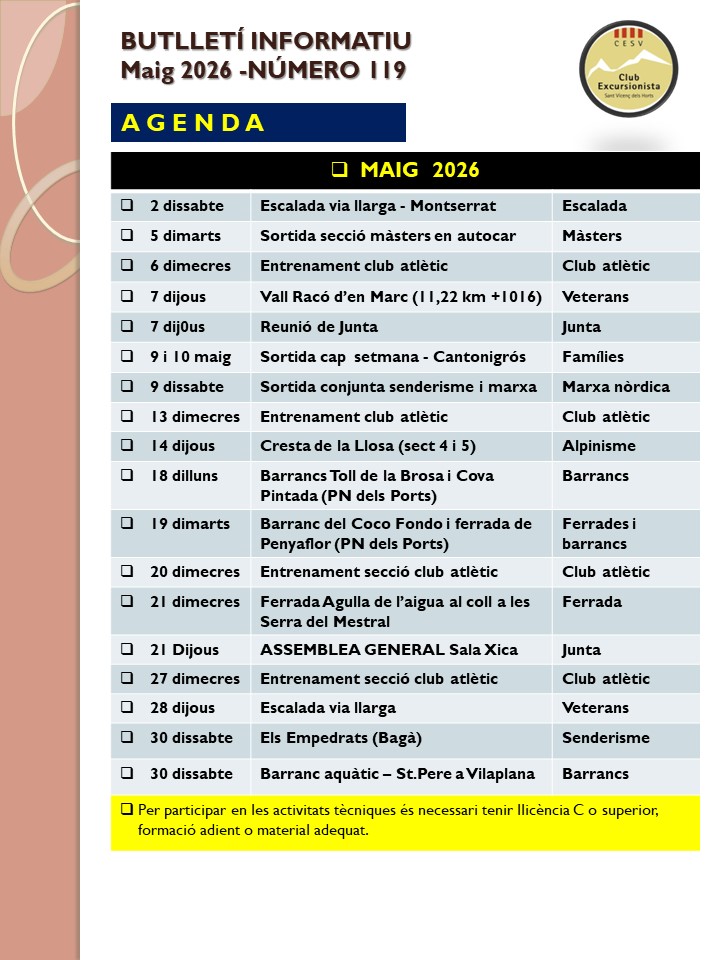 Agenda Maig 2026